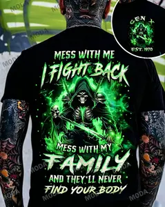 Chaosmoda Generation X Mess With Me I Fight Back, Mess With My Family Custom Year Skull Tee