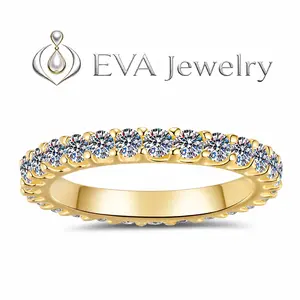 [EVA Jewelry]Enternity Band925 Sterling Silver Synthetic Moissanite Ring