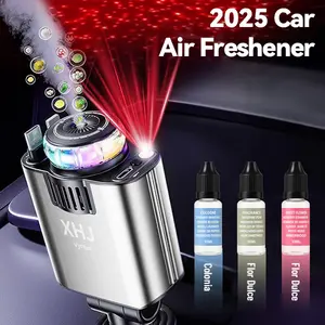 2025 Multifunctional Car Charger & Aroma Diffuser with Starry Sky Ceiling Light, Retractable Charging Cable, 3 Fragrance Options, User-Friendly Design Christmas Gifts Aromatic Citrusy Scent