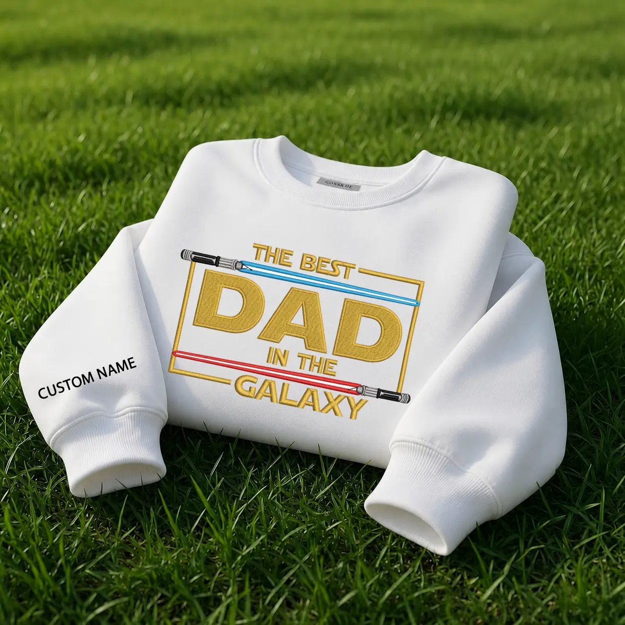 Personalized Best Dad In The Galaxy Embroidered Sweatshirt, Custom Name Dad Gift,  Family Crewneck, Father’s Day Gift for Dad, Matching Family Sweatshirt