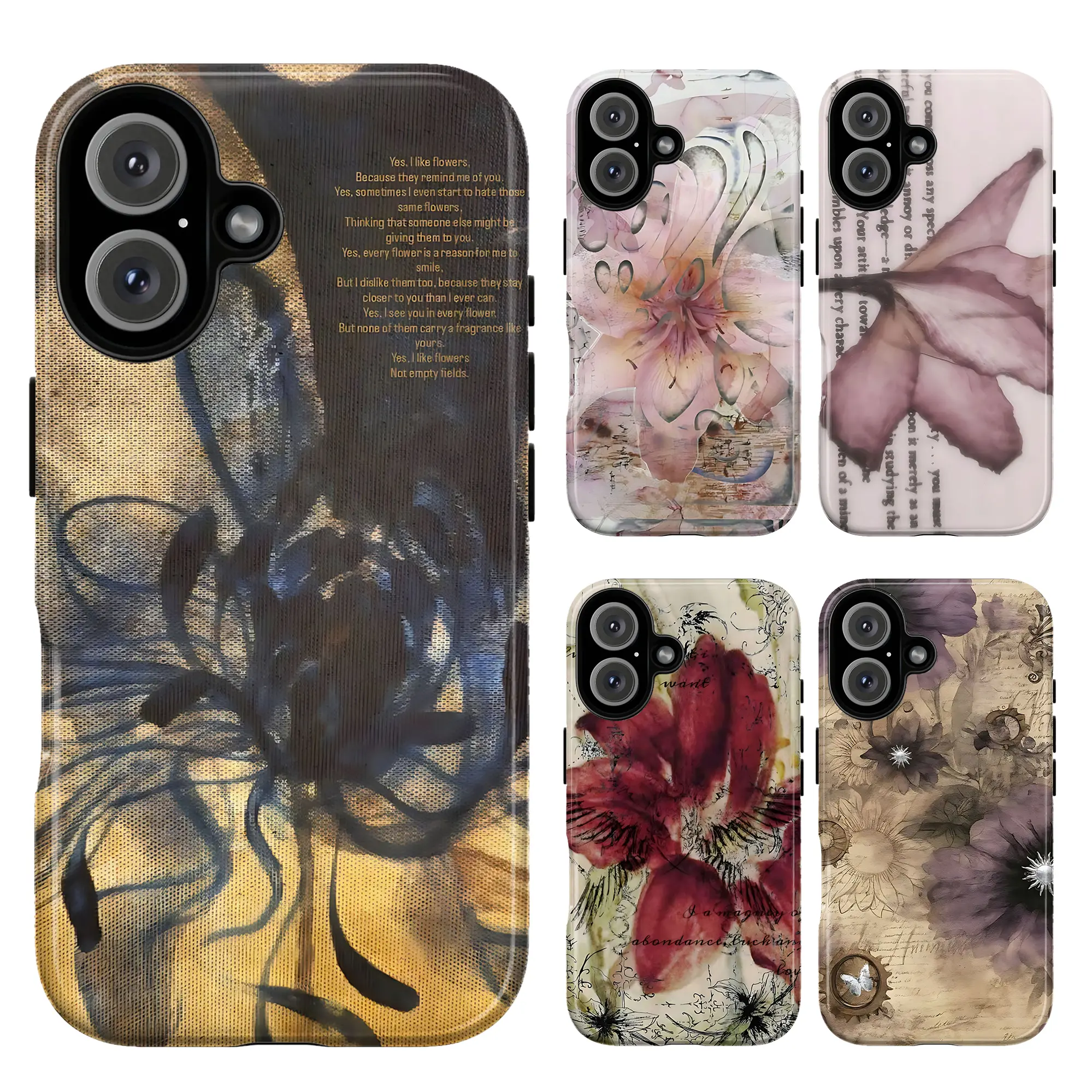 Vintage Floral Phone Case, Aesthetic Oil Painting Flower Phone Cover for iPhone 17 Pro Max 16 15 14 13 12 11 & Galaxy S26 S25 S24 S23 S22 | Grunge Aesthetic Coquette Flower Print, Y2K Cottagecore Art, Shabby Chic Luxury Artistic Design