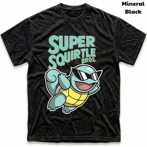 Men's and Women's T-Shirt, Vintage Super Squirtlee Bros Graphic Tee, Pokebon Squirtlee T-Shirt, Unisex Gift Manga Anime Tshirt, Gothic Grunge Y2K Emo Scene Amity Affliction Style Clothes Menswear Womenswear Streetwear