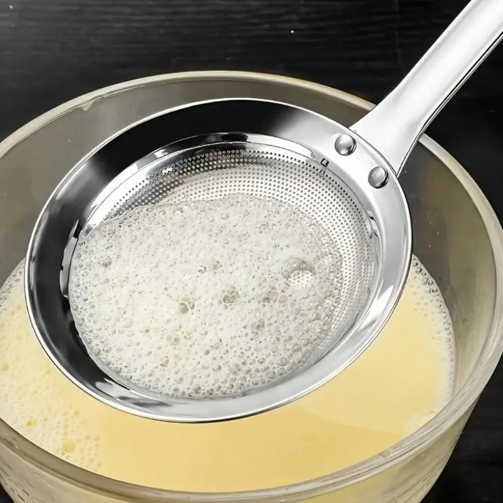 Filter Scoop Stainless Steel Fat Skimmer Spoon Fine Mesh Strainer Food Strainer With Handle Kitchen Oil Skimmer StrainerFu