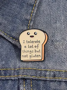 Cartoon Toast Shaped Brooch, Cute Fashion Alloy Badge for Daily Clothing Decor, Trendy All-match & Exquisite Brooch for Birthday Gift