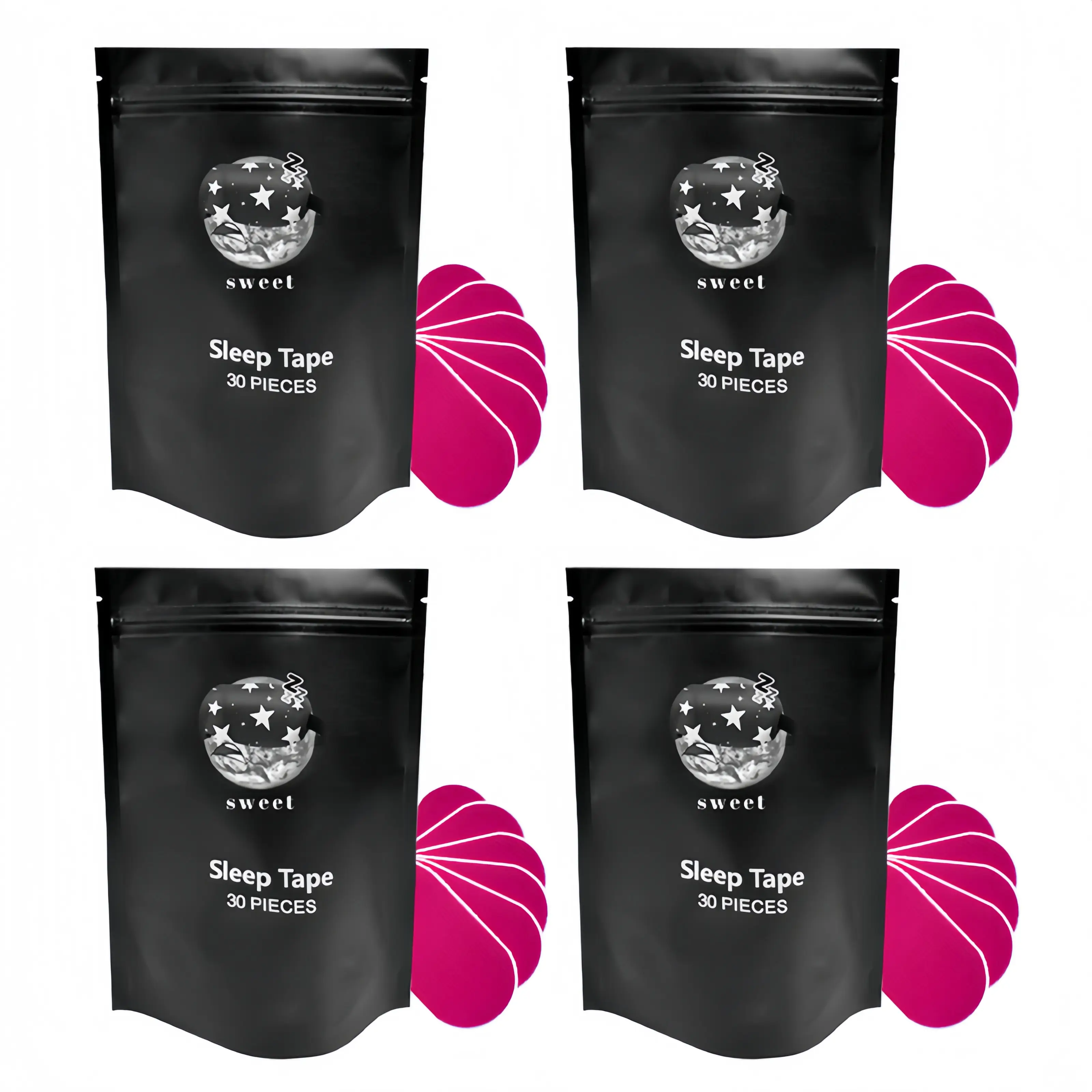 Everest Mouth Tape 120 Strips 4-Month Supply Hypoallergenic Adhesive Gentle Ultra Breathable Stop Snoring Sleep Tape Sports Accessory Black and Pink H