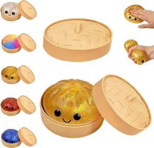 Expressive Big Dumpling Squishys ﻿2026 New Bun Squeeze Stress Relief Ball with Steamer Box for Stress Relief