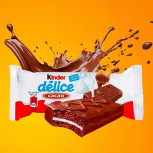 Kinder Delice Dark Chocolate Brownie w/ Cocoa Cream (10 Count), Sweet, Savory, Mexican Candy Pastry Snack Bonbon Dessert Milk Flavor, Dulces Mexicanos