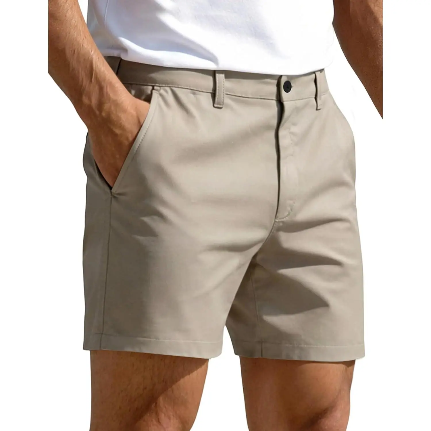 PULI Men's 5" Inseam Hybrid Flat Front Golf Shorts, Casual Athletic Shorts, Lightweight Chino with Pockets, Quick Dry Stretch