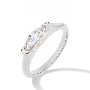 1CT Marquise Shape Synthetic Moissanite Ring 925 Sterling Silver Rings Daily Wear Birthday Present Fine Jewelry J211