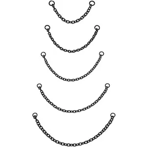 5 count Nose Chain Stainless Steel Black Nose Ring Chain Piercing Across Nose Cross Heart Double Nose Nostril  for Women Men