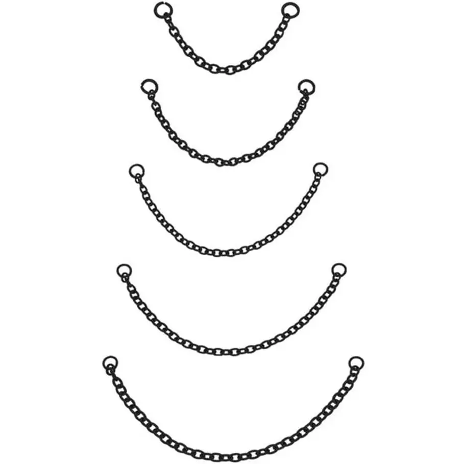 5 count Nose Chain Stainless Steel Black Nose Ring Chain Piercing Across Nose Cross Heart Double Nose Nostril  for Women Men