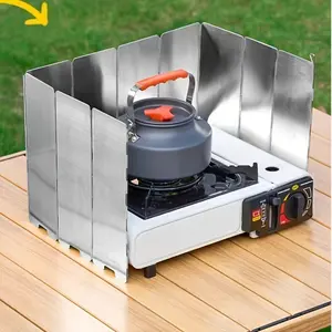 Portable Foldable Windshield for Outdoor Cooking, Lightweight Durable Metal Sunshade, Adjustable Angle, Ideal for Camping Hiking Picnic
