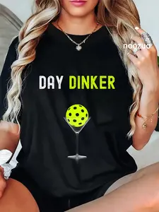 100% Cotton Unisex Day Dinker Pickleball Shirt Funny Pickleball Day Dinker T-Shirt Casual Top