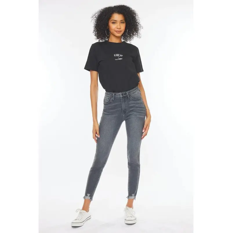Kancan - Esther High-Rise Ankle Skinny Jeans with Raw Destructed Hem (27.5" Inseam) - KC7274LG