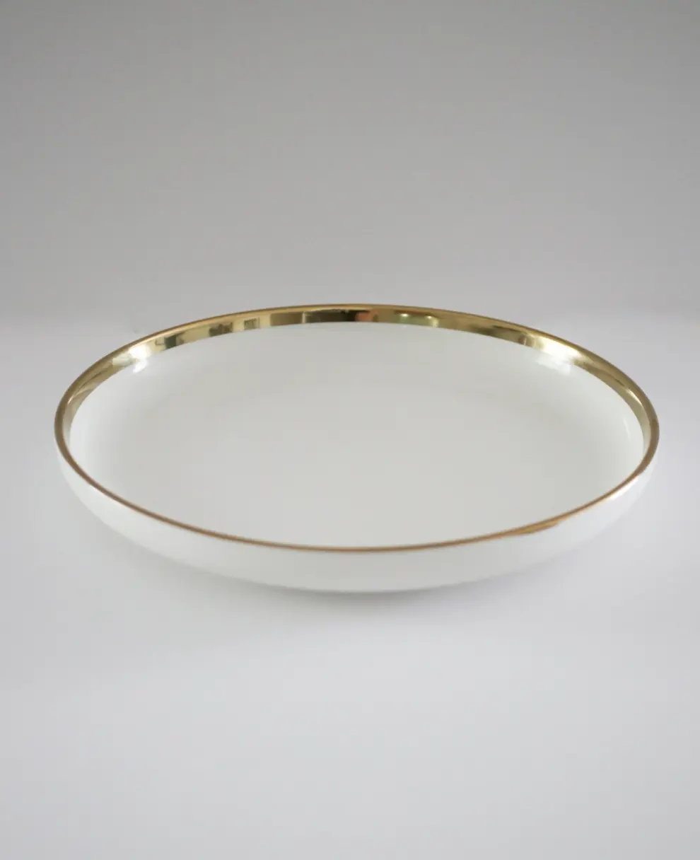 Marcel Ardani 'The Luxury Collection' Small White Plate with Gold Trim – Elegant Ceramic Dinnerware