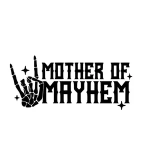 Mother of Mayhem Decal Car Mirror Sticker, Mirror, Window Decorative Sticker, Vinyl Decal, Car Accessories Skeleton Hand Peace