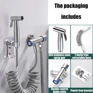 Personal Care Hand Held Spray Portable Bidet Toilet Sprayer Dual Control Angle Valve Stainless Steel Bathroom Accessories Bidets