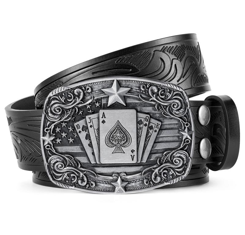 BELTROAD Western Cowboy Belts for Men Women, Mens Western Belt Bull Buckle Country Belt Cowboy Leather Belt for Jeans