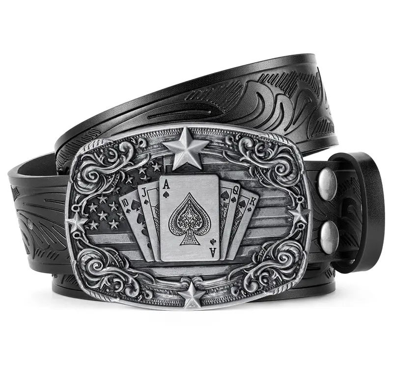 BELTROAD Western Cowboy Belts for Men Women, Mens Western Belt Bull Buckle Country Belt Cowboy Leather Belt for Jeans