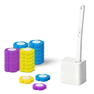 Disposable Toilet Brush Set with Replacement Heads, Wall-Mounted Bathroom Cleaning System, Reusable Floor Toilet Brushes for Sink, Bathtub, Drain, Faucet, Urinal