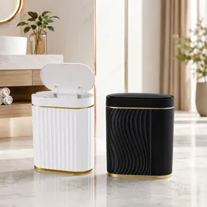 Motion Sensor Trash Can with Lid, Slim Automatic Bathroom Garbage Bin, Touchless Smart Waste Bin, Compact Hands-Free Trash Can for Kitchen, Bathroom, Bedroom & Office