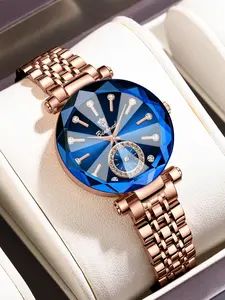 Women's Analog Quartz Watch, Stainless Steel Case, Mineral Glass Dial, Buckle Closure, Business Style, Elegant Fashion Watch, Waterproof Luminous Display, Elegant Round Dial, Exquisite Watch