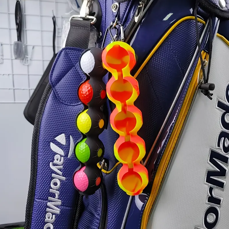 New Golf Ball Holder, Golf Accessory, 5-Ball Capacity Silicone Material, Portable Design, Easy-To-Attach to Bag or Car, Durable & Protective