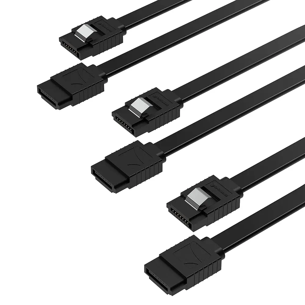 Sabrent SATA III 6Gbps Straight Data Cable with Locking Latch for HDD SSD DVD Drives 20 Inch 3 Pack