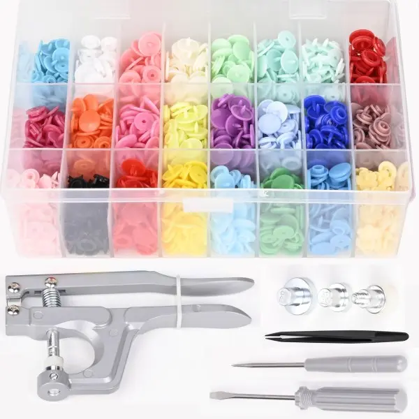 Snaps and Snap Pliers Set, 240 Sets T5 Plastic Buttons for Sewing and Crafting