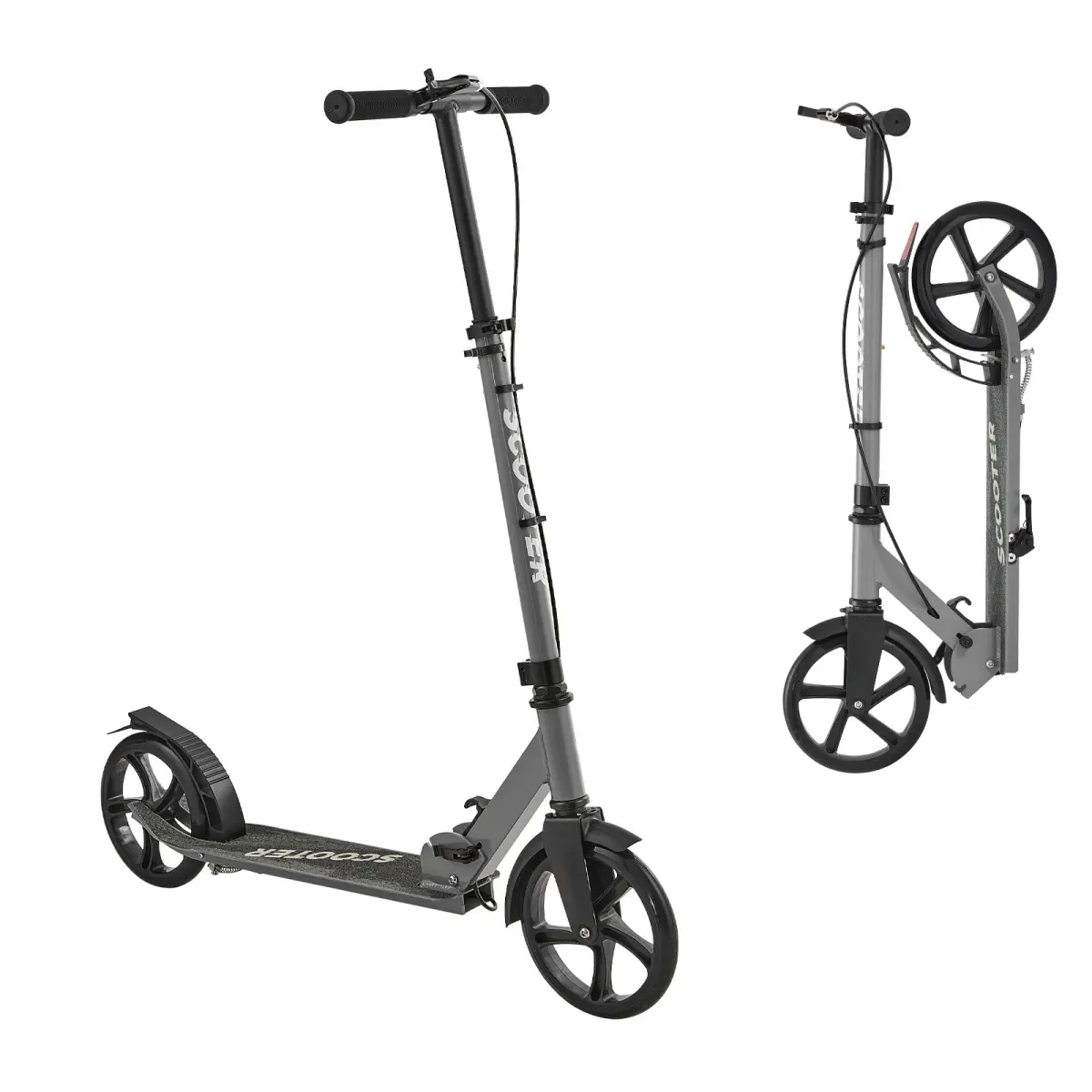 Aobtkel Foldable Kick Scooter for Kids 8-12, Adjustable 3-Height Handlebars, 8" Smooth Glide PU Wheels, Lean-to-Turn Balance Design, Lightweight Aluminum Frame, 220lbs Load, School Scooters for Outdoor Commute, Gray Gift