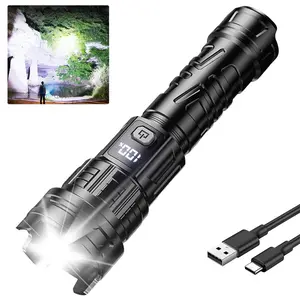 Rechargeable Zoom Ultra Bright Flashlight, Outdoor Camping & Hurricane Ready, Battery-Powered LED Torch with 3 Lighting Modes, Portable Zoom Flashlight