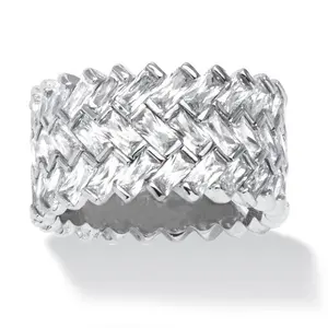 F1733 Women's White Gold Diamond Ring Baguette Cut Natural D Color Luxury Wedding Band