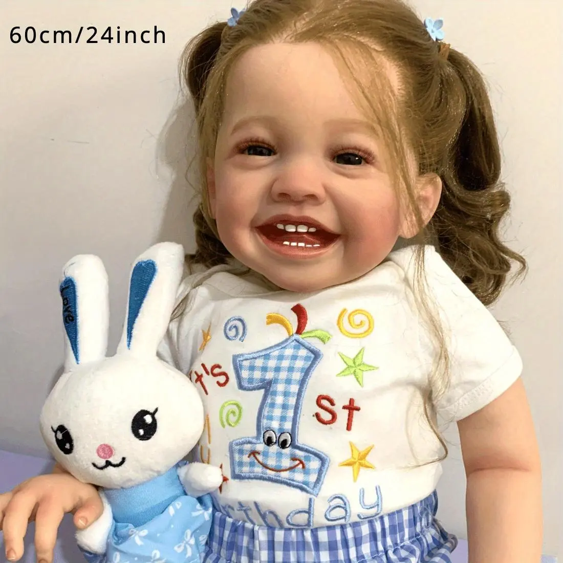 Full Body Silicone Reborn Baby Doll - 60cm (24in) Unisex Articulated Soft Doll, Imported Paints 3D-Painted Skin, Cloth Body, Visible Blood Vessels, Princess Toddler Art Toy, Collectibles Gift for Kids