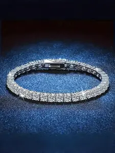 Unisex Titanium Steel Tennis Bracelet, Rhodium Plated Aaa Zirconia, Single Row Design, Trendy Fashion Accessory for Men & Women, Exquisite Trendy Bracelet