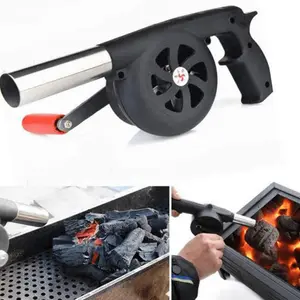 Portable Hand-Operated Blower for BBQ, Camping, and Fire Making - Efficient and Easy-to-Use Stove Accessory Black Utensils Outdoor Cooking Grill