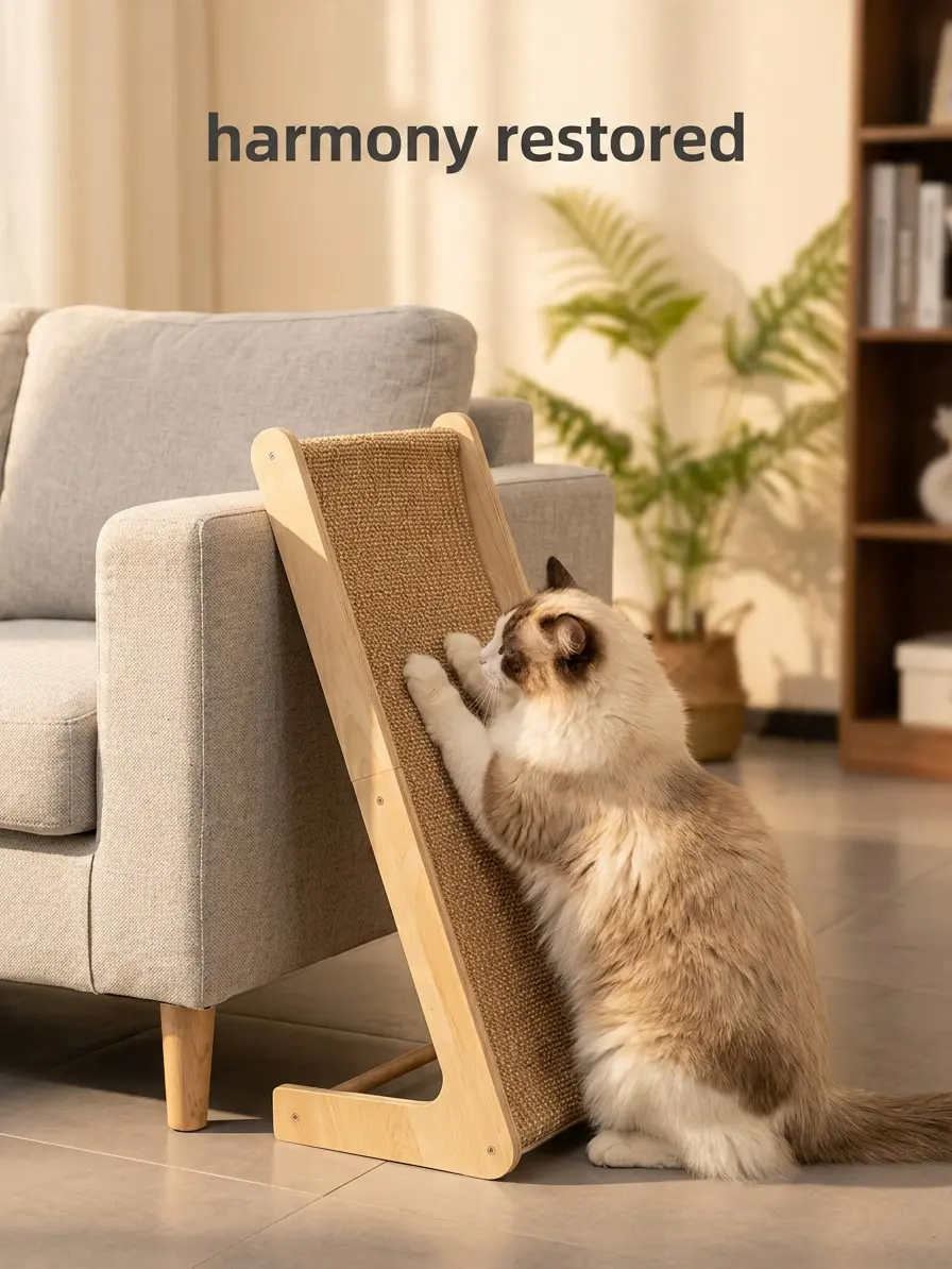 Cat Scratching Post L-Shaped Furniture Protector – Heavy Duty Sisal Scratcher for Indoor Cats, Protect Sofa & Walls, Durable Wooden Frame Cat Climbing Scratcher