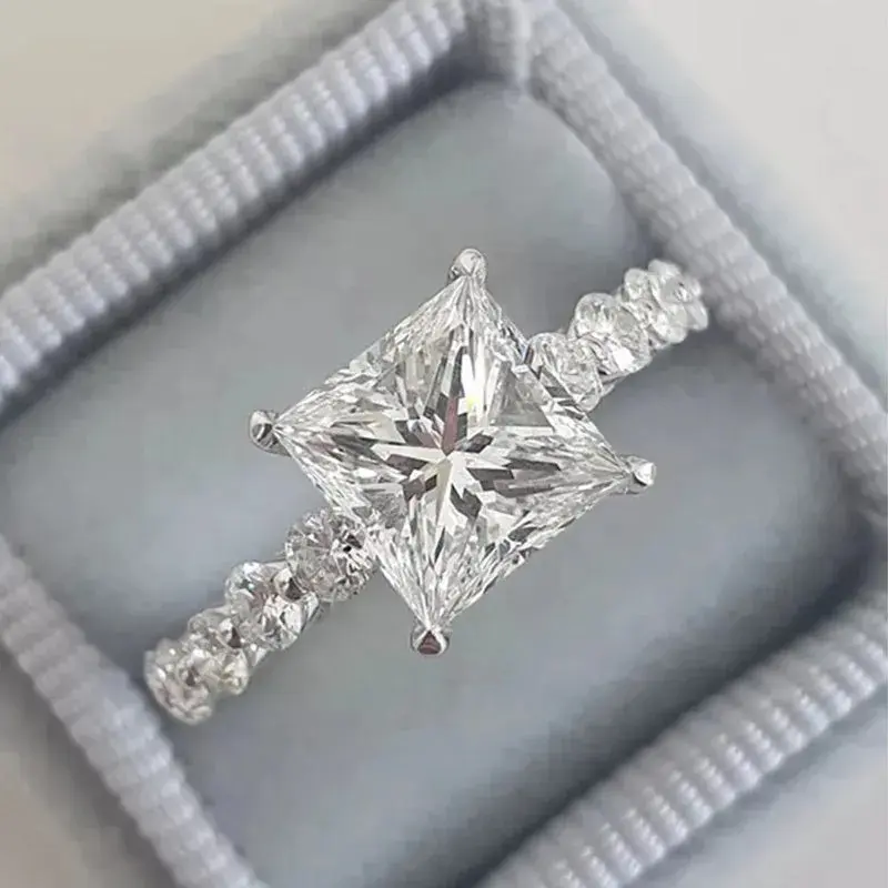 Zircon square diamond engagement ring, proposal ring, anniversary ring for women Zircon square diamond engagement ring, proposal ring, anniversary ring for women