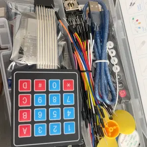 ELEGOO ESP-32 Super Starter Kit with Tutorial, USB-C Dual-Core Processor WiFi+Bluetooth SoC Microcontroller Board, CP2102 Chip, Motors, Sensors, LCD, Input Devices, AP/STA/AP+STA Support, Arduino IDE Compatible, Over 35 Electronic Parts Modules, Displays,