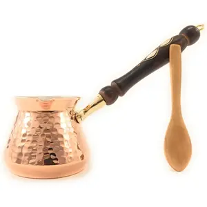 ACC Series (Medium-13 fl oz) - Hand Hammered Turkish Greek Arabic Armenian Copper Coffee Pot, Heavy Duty Stovetop Coffee Maker Cezve Jazzve Jazva Jezve Ibrik Briki