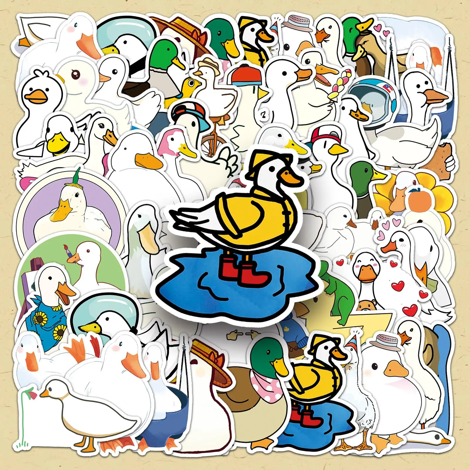 Cartoon Duck Pattern Sticker, 100pcs/set Cute Animal Sticker, DIY Decorative Sticker for Scrapbooking, Journaling, Gift Wrapping, Funny Stickers