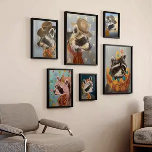 Babushka Raccoon Art Print Quirky Animal Portrait Cute Raccoon Art Poster, Funny Raccoon Poster, Vintage Forest Animal Toilet Art Decor, Bathroom Decor Gift Ideas