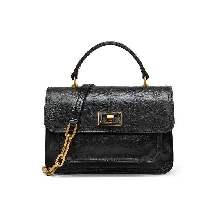 Charles & Keith Minimalist Flip-Top Chain PU Handbag for Women, Polyester