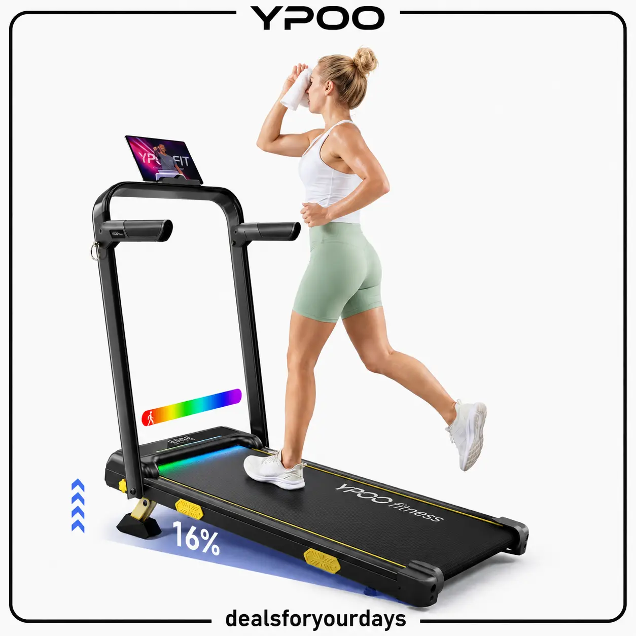 【DealsForYouDays】YPOO 16% Incline Walking Pad Treadmill,160 pounds girl treadmill,treadmills home,Remote Control for Home Office Walking & Jogging, Walking Pad Treadmills At home gym, Home Fitness Equipment,Portable Under Desk Treadmill for Small Spaces,s