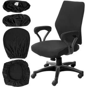 4 Pcs Stretch Computer Chair Covers, Universal Protective Stretchable Seat Cover for Swivel Desk Chairs Office Accessories (Black)