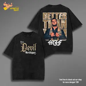MJF Washed T-Shirt Oversized Graphic Tee AEW Washed T-Shirt, Perfect for Wrestling Fans & Collectors Comfort Fit