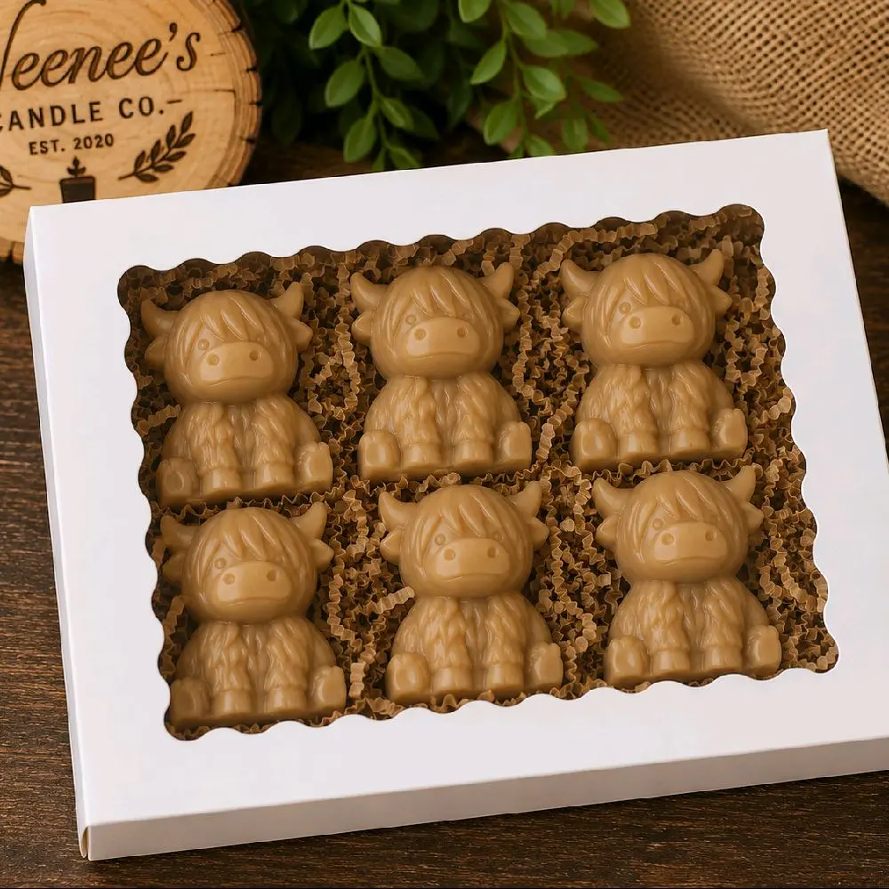 6-Pack Highland Cow Soy Wax Melts, 2oz each, Triple-Fragrance Aroma Decoration Scent Ornaments Candle Scented mother gift