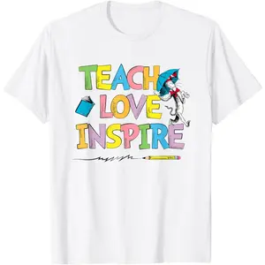 Dr Seuss Cat Hat Teach Love Inspire Officially Licensed T-Shirt
