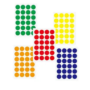 50 Sheets Circle Sticker Labels, Easy To Write on Round Colored Stickers, Permanent Color Coding Labels - 5 Assorted Colors Dot Labels