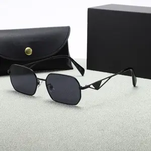 《with Letters》High Quality Retro Metal Frame Sunglasses for Women Men Trendy Vintage Rectangle Frame Sunnies Sun Glasses with UV 400 Protection