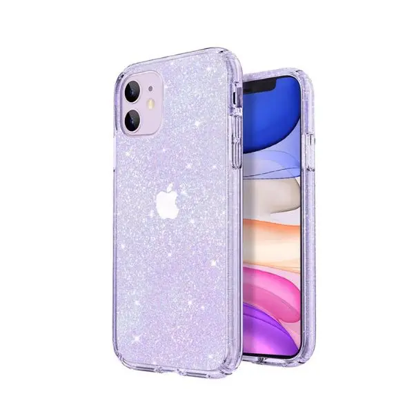 For iPhone 11 Case - Clear Glitter Sparkle Bling Cute Slim Shockproof Cover for Girls & Women, Soft Flexible Anti-Scratch Protective Phone Case, 6.1 Inch (2019)